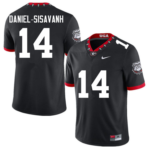 Mens Georgia Bulldogs #14 David Daniel-Sisavanh Black Alternate Mascot 100th Anniversary College Football Game Jersey