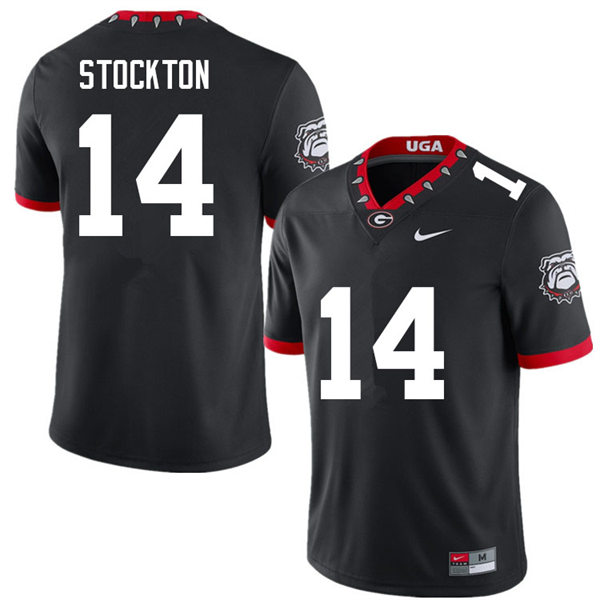 Mens Georgia Bulldogs #14 Gunner Stockton Black Alternate Mascot 100th Anniversary College Football Game Jersey