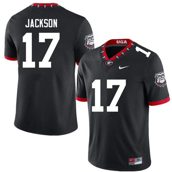 Mens Georgia Bulldogs #17 Dan Jackson Black Alternate Mascot 100th Anniversary College Football Game Jersey