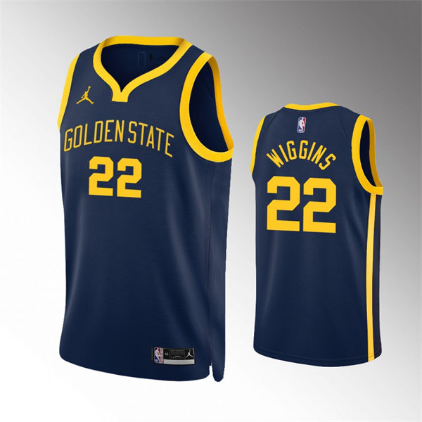 Mens Golden State Warriors #22 Andrew Wiggins Navy 2022-23 Statement Edition Swingman Jersey