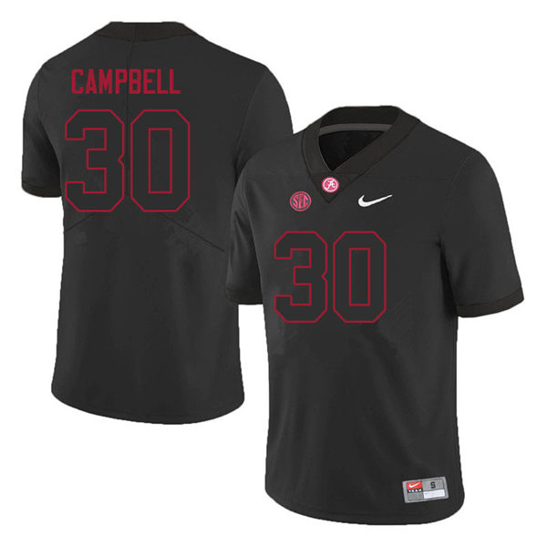 Men's Youth Alabama Crimson Tide #30 Jihaad Campbell Blackout College Football Jersey