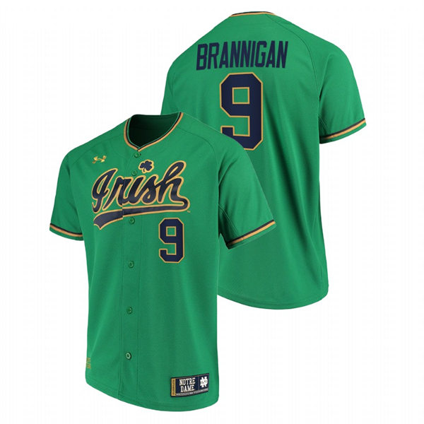 Mens Youth Notre Dame Fighting Irish #9 Jack Brannigan Green Limited College Baseball Jersey