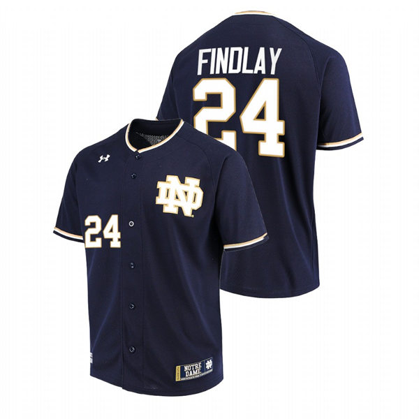 Mens Youth Notre Dame Fighting Irish #24 Jack Findlay Navy Limited College Baseball Jersey