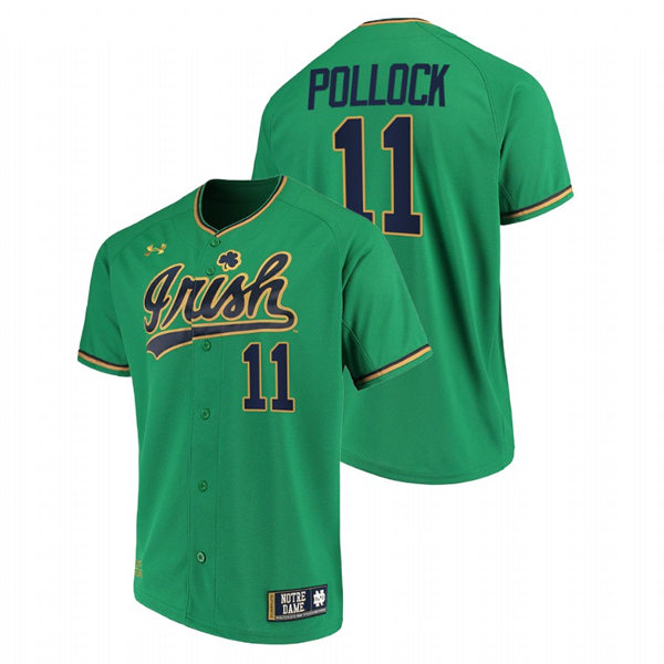 Mens Youth Notre Dame Fighting Irish #11 A.J. Pollock Green Limited College Baseball Jersey