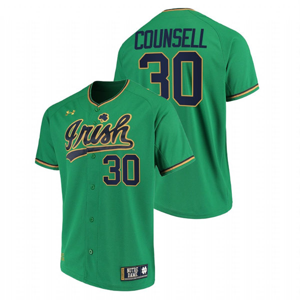 Mens Youth Notre Dame Fighting Irish #30 Craig Counsell Green Limited College Baseball Jersey