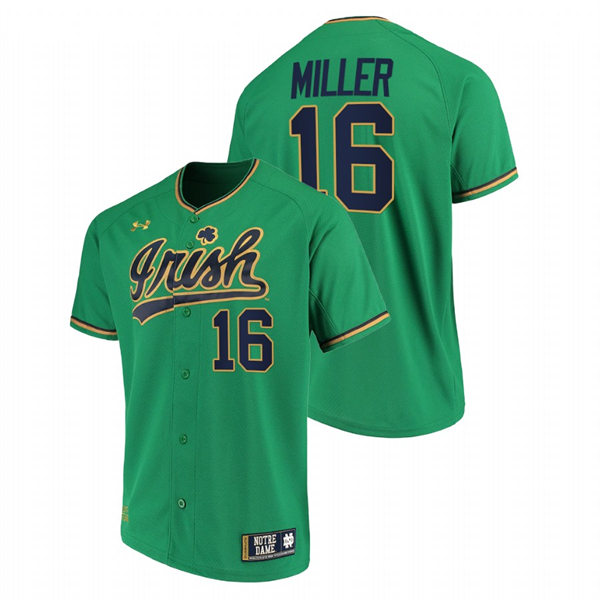 Mens Youth Notre Dame Fighting Irish #16 Jared Miller Green Limited College Baseball Jersey