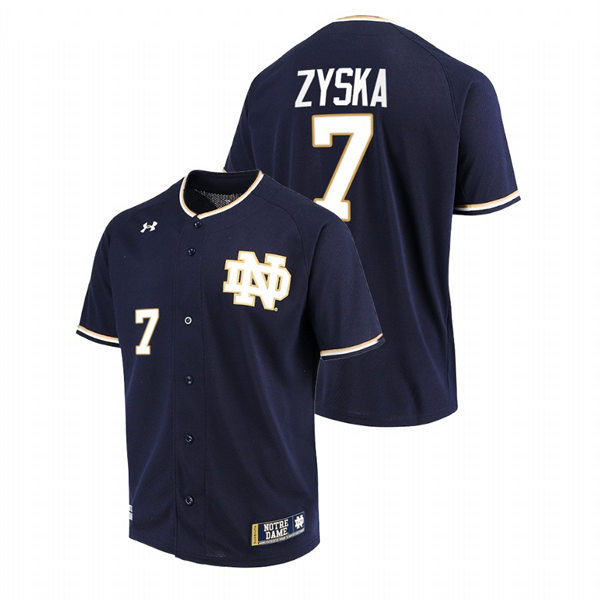 Mens Youth Notre Dame Fighting Irish #7 Jack Zyska Navy Limited College Baseball Jersey