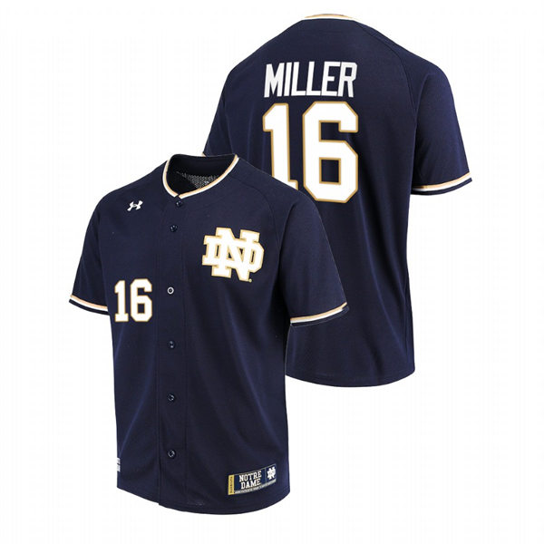 Mens Youth Notre Dame Fighting Irish #16 Jared Miller Navy Limited College Baseball Jersey