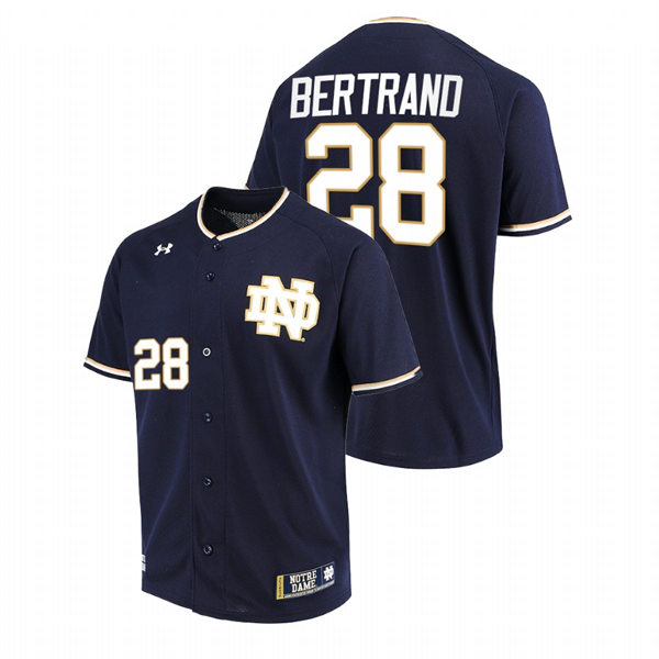 Mens Youth Notre Dame Fighting Irish #28 John M Bertrand Navy Limited College Baseball Jersey