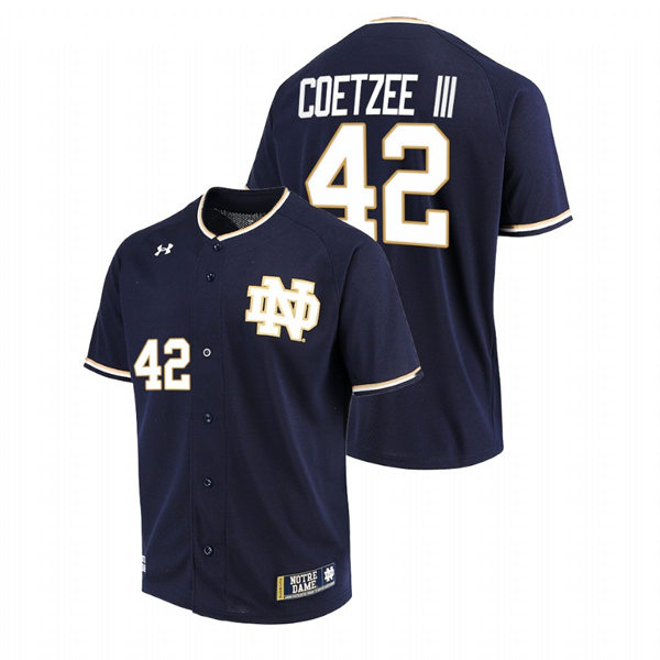 Mens Youth Notre Dame Fighting Irish #42 Brooks Coetzee III Navy Limited College Baseball Jersey