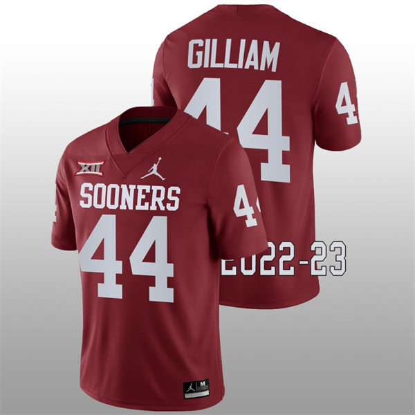 Mens Youth Oklahoma Sooners #44 Kelvin Gilliam 2022 Crimson College Football Game Jersey