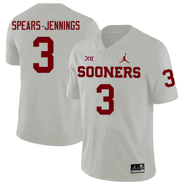 Mens Youth Oklahoma Sooners #3 Robert Spears-Jennings 2022 White College Football Game Jersey