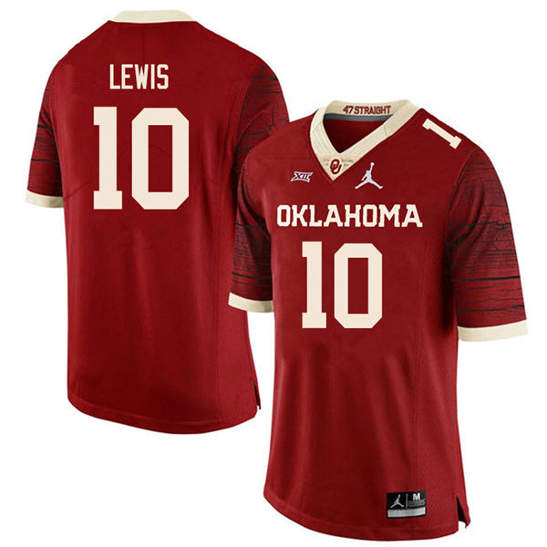 Mens Oklahoma Sooners #10 Kip Lewis Crimson Limited Football Jersey