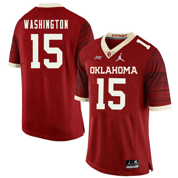 Mens Oklahoma Sooners #15 Bryson Washington Crimson Limited Football Jersey