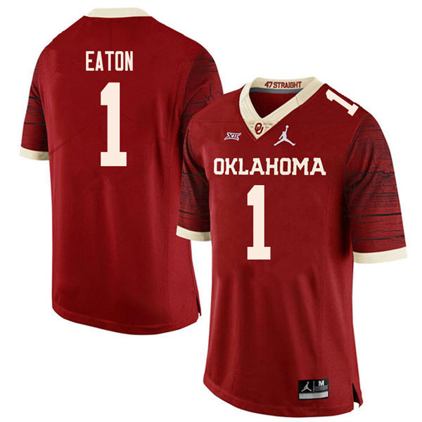 Mens Oklahoma Sooners #1 Joshua Eaton Crimson Limited Football Jersey