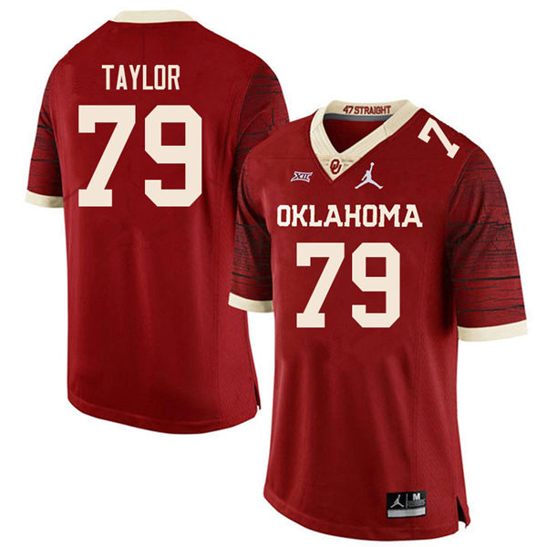 Mens Oklahoma Sooners #79 Jake Taylor Crimson Limited Football Jersey