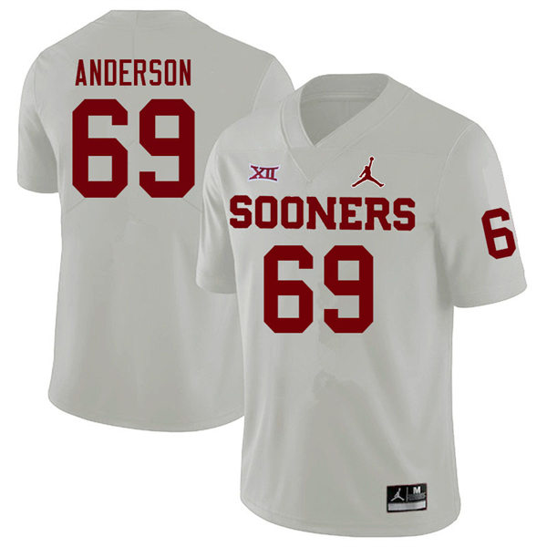 Mens Youth Oklahoma Sooners #69 Nate Anderson 2022 White College Football Game Jersey