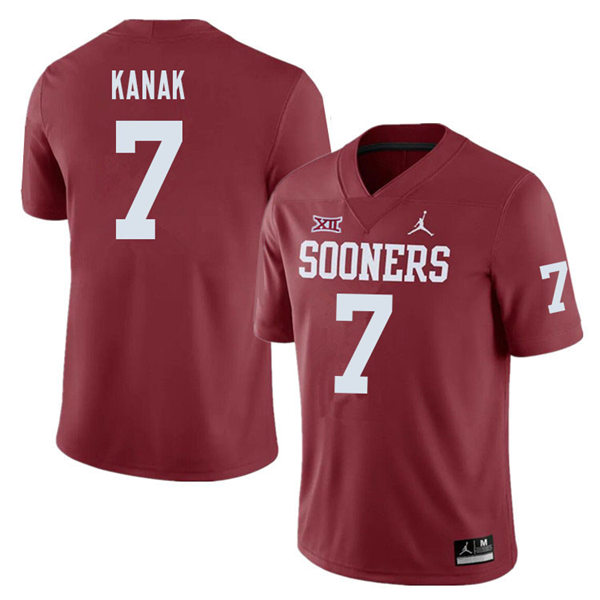 Mens Youth Oklahoma Sooners #7 Jaren Kanak 2022 Crimson College Football Game Jersey