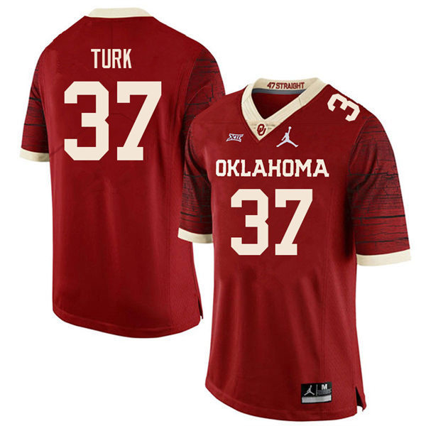 Mens Oklahoma Sooners #37 Michael Turk Crimson Limited Football Jersey