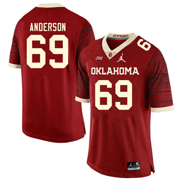 Mens Oklahoma Sooners #69 Nate Anderson Crimson Limited Football Jersey