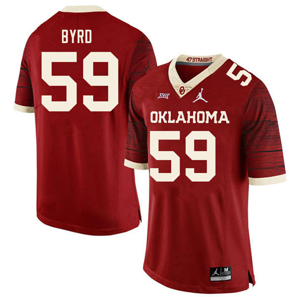 Mens Oklahoma Sooners #59 Savion Byrd Crimson Limited Football Jersey