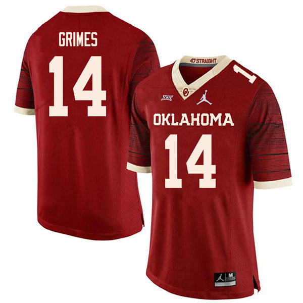 Mens Oklahoma Sooners #14 Reggie Grimes Crimson Limited Football Jersey