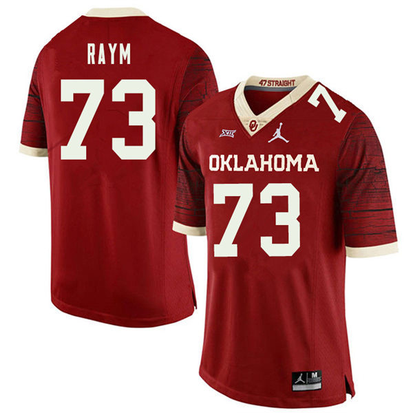 Mens Oklahoma Sooners #73 Andrew Raym Crimson Limited Football Jersey