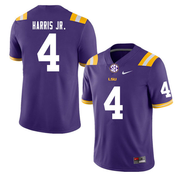 Mens Youth LSU Tigers #4 Todd Harris Jr. College Football Game Jersey Purple