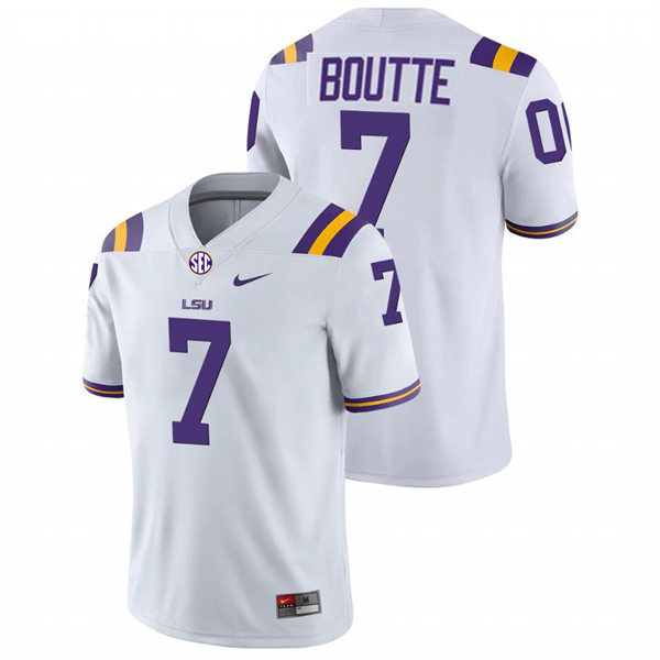 Mens Youth LSU Tigers #7 Kayshon Boutte College Football Game Jersey White