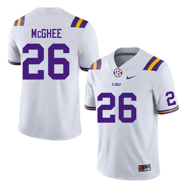 Mens Youth LSU Tigers #26 Damarius McGhee College Football Game Jersey White