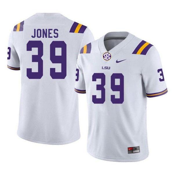 Mens Youth LSU Tigers #39 Raydarious Jones College Football Game Jersey White