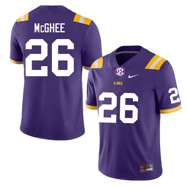 Mens Youth LSU Tigers #26 Damarius McGhee College Football Game Jersey Purple
