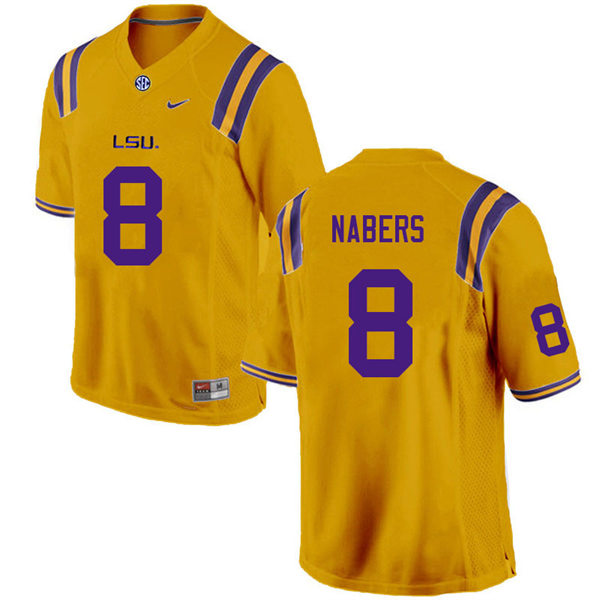 Mens LSU Tigers #8 Malik Nabers Gold College Football Jersey