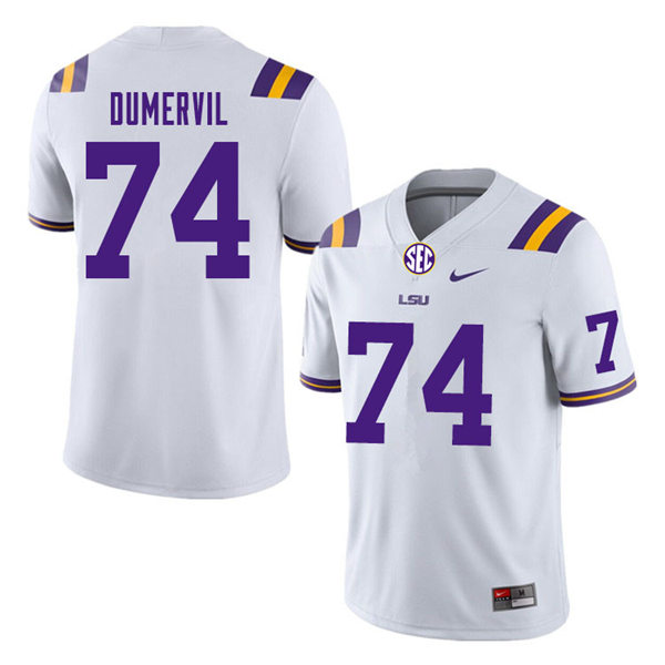 Mens Youth LSU Tigers #74 Marcus Dumervil College Football Game Jersey White