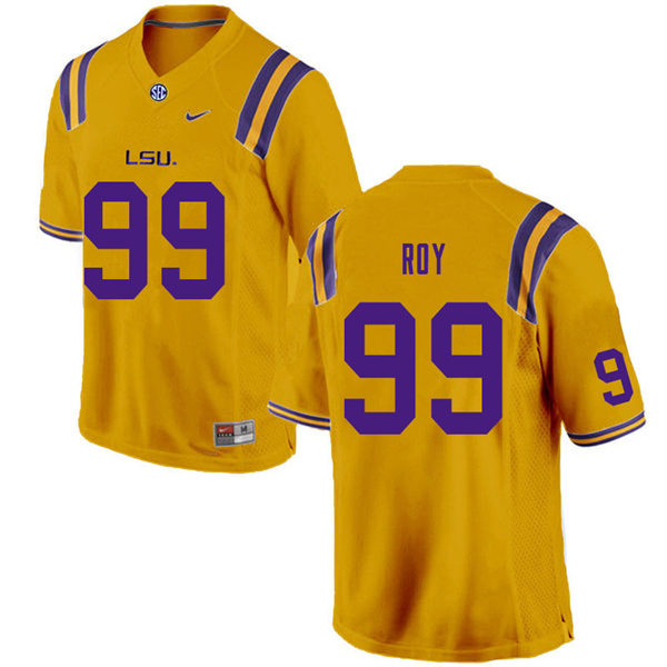 Mens LSU Tigers #99 Jaquelin Roy Gold College Football Jersey