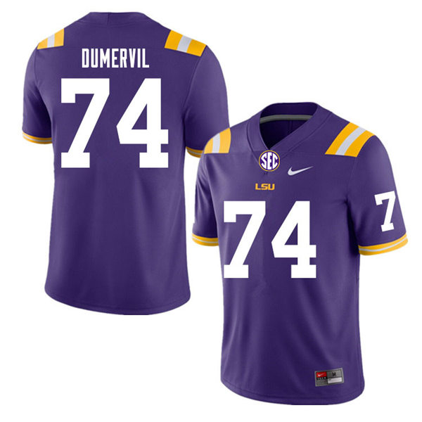 Mens Youth LSU Tigers #74 Marcus Dumervil College Football Game Jersey Purple