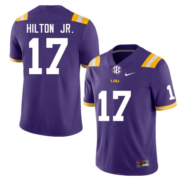 Mens Youth LSU Tigers #17 Chris Hilton Jr. College Football Game Jersey Purple