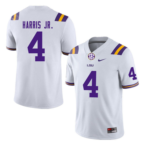 Mens Youth LSU Tigers #4 Todd Harris Jr. College Football Game Jersey White
