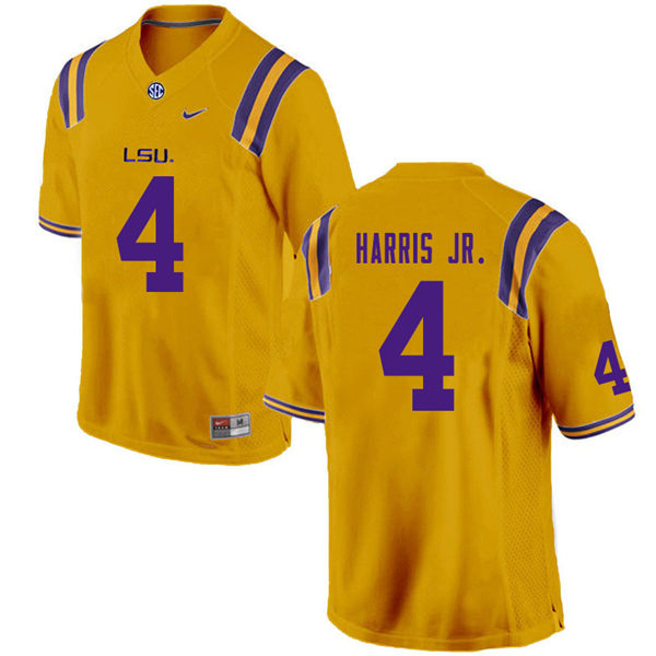 Mens LSU Tigers #4 Todd Harris Jr. Gold College Football Jersey