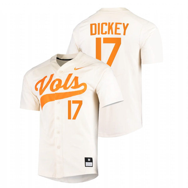Mens Youth Tennessee Volunteers #17 Jared Dickey Nike Cream With Name College Baseball Limited Jersey