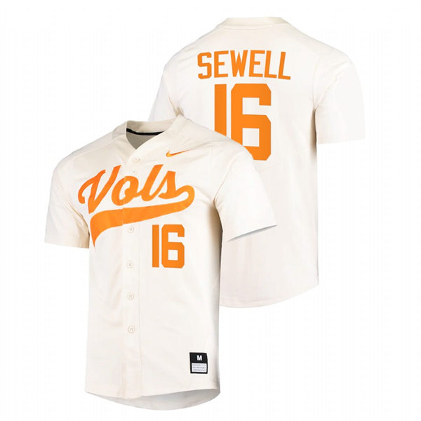 Tennessee Volunteers #16 Camden Sewell Nike Cream With Name College Baseball Limited Jersey
