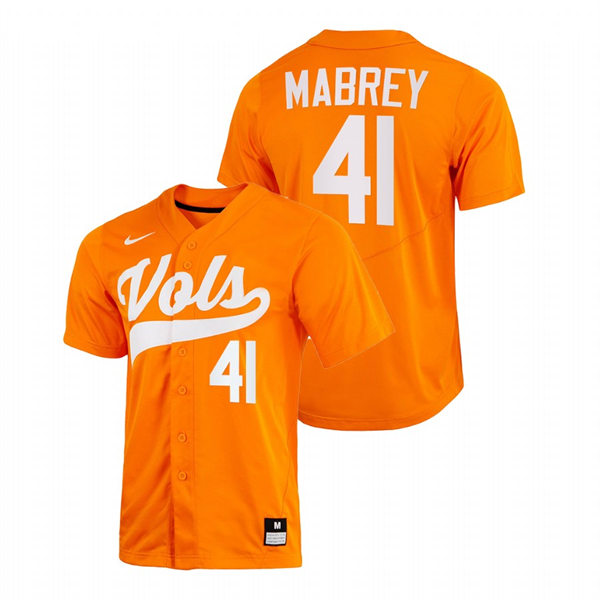 Mens Youth Tennessee Volunteers #41 Will Mabrey 2022 Diamond Nike Orange With Name College Baseball Limited Jersey