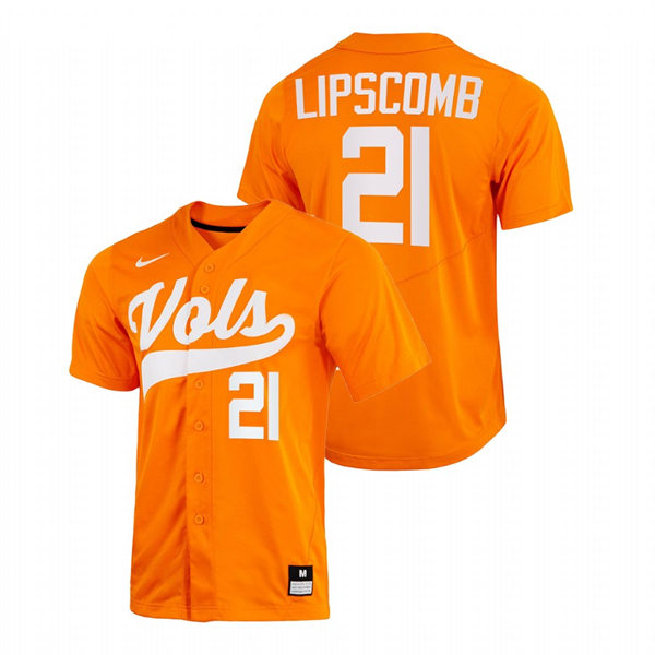 Mens Youth Tennessee Volunteers #21 Trey Lipscomb 2022 Diamond Nike Orange With Name College Baseball Limited Jersey