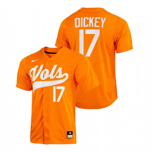 Mens Youth Tennessee Volunteers #17 Jared Dickey 2022 Diamond Nike Orange With Name College Baseball Limited Jersey