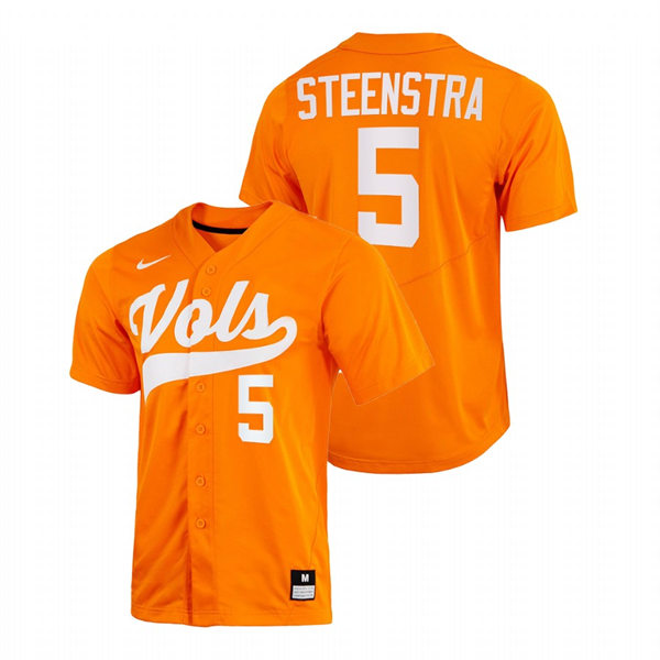 Mens Youth Tennessee Volunteers #5 Logan Steenstra 2022 Diamond Nike Orange With Name College Baseball Limited Jersey