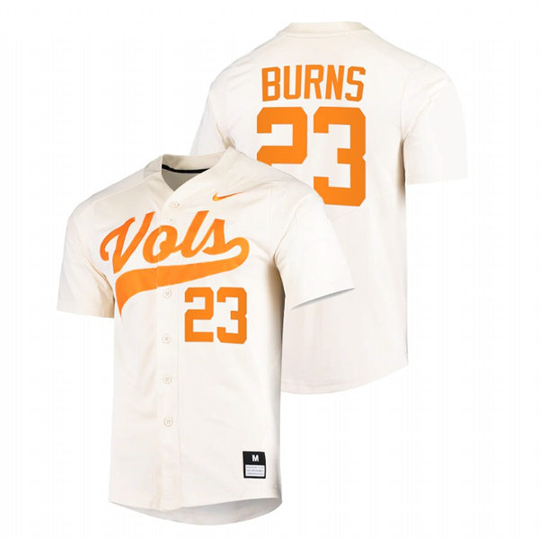 Tennessee Volunteers #23 Chase Burns Nike Cream With Name College Baseball Limited Jersey