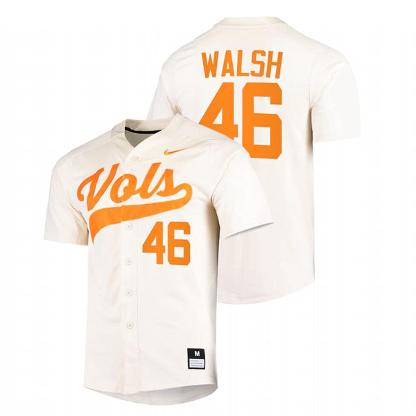 Mens Youth Tennessee Volunteers #46 Redmond Walsh Nike Cream With Name College Baseball Limited Jersey