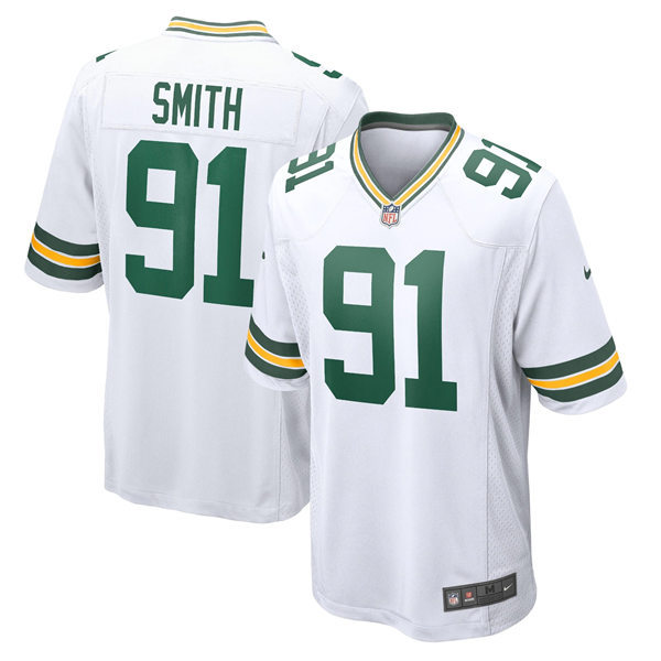 Mens Green Bay Packers #91 Preston Smith White Vapor Limited Player Jersey