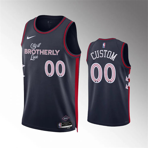 Mens Youth Philadelphia 76ers Custom Navy 2023-24 City Edition Jersey