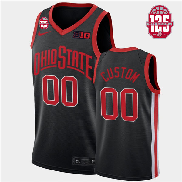 Mens Youth Ohio State Buckeyes Custom 2023 Black Alternate 125TH anniversary Basketball Jersey